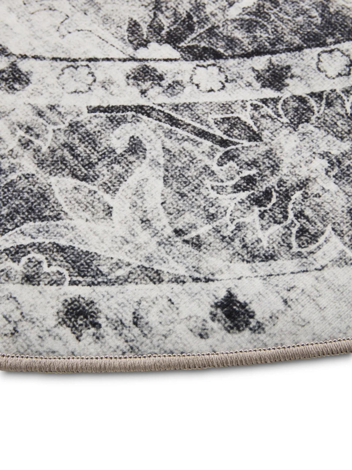 VINTAGE-TEPPICH George waschbar ø 120 cm rund - Anthrazit, Kunststoff (120/120cm) - benuta