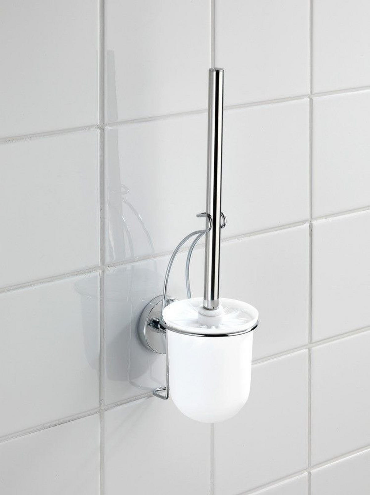BÜRSTENBEHÄLTER Vacuum-Loc - Chromstahl Milazzo 13/10/34 cm - Weiß, Metall (10/34/13cm) - Wenko