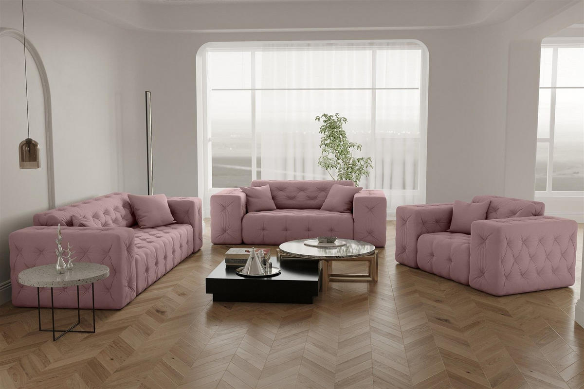 SESSEL Chantal - Pink, Holzwerkstoff/Textil (121/78/96cm) - Fun Möbel