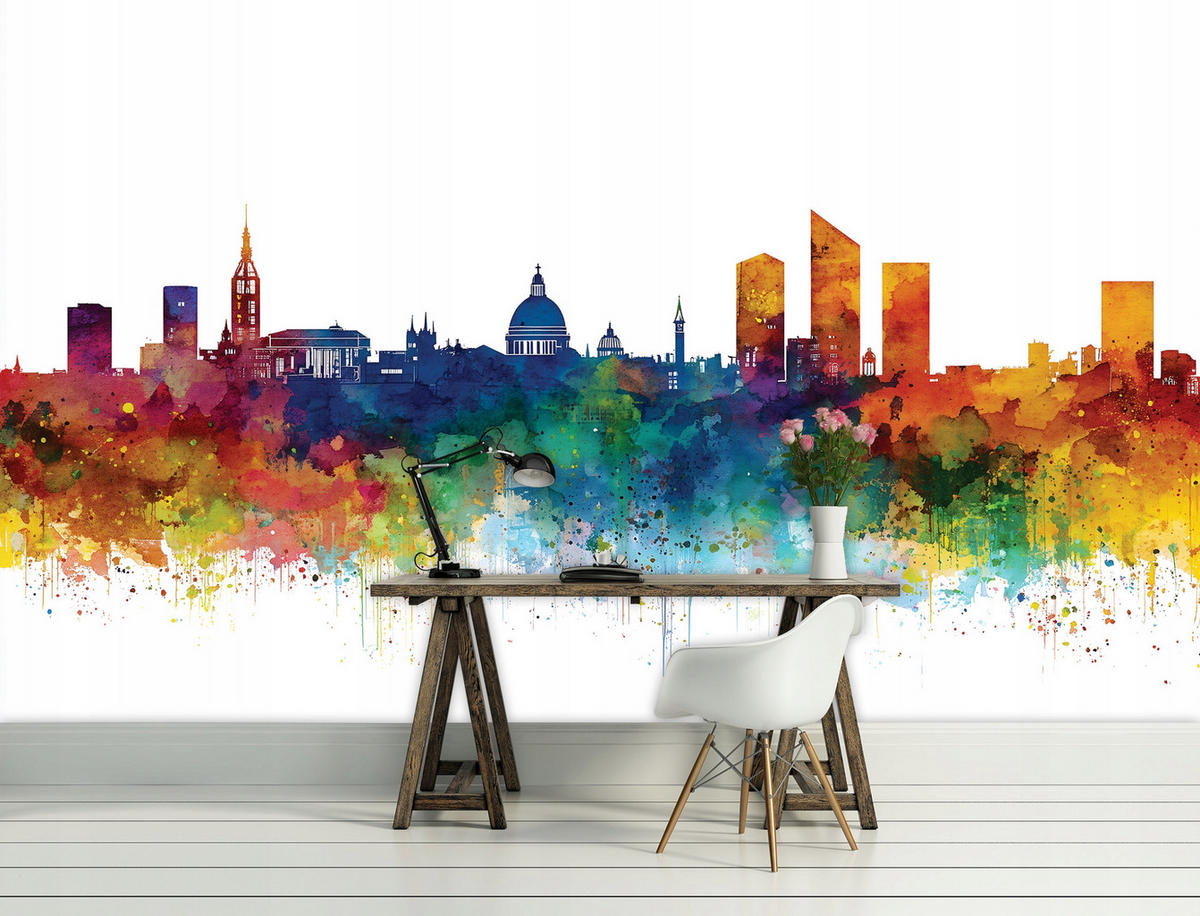 FOTOTAPETE Stadt Panorama Bunt 400x280 cm - Multicolor, Papier (400/280cm) - Wallarena