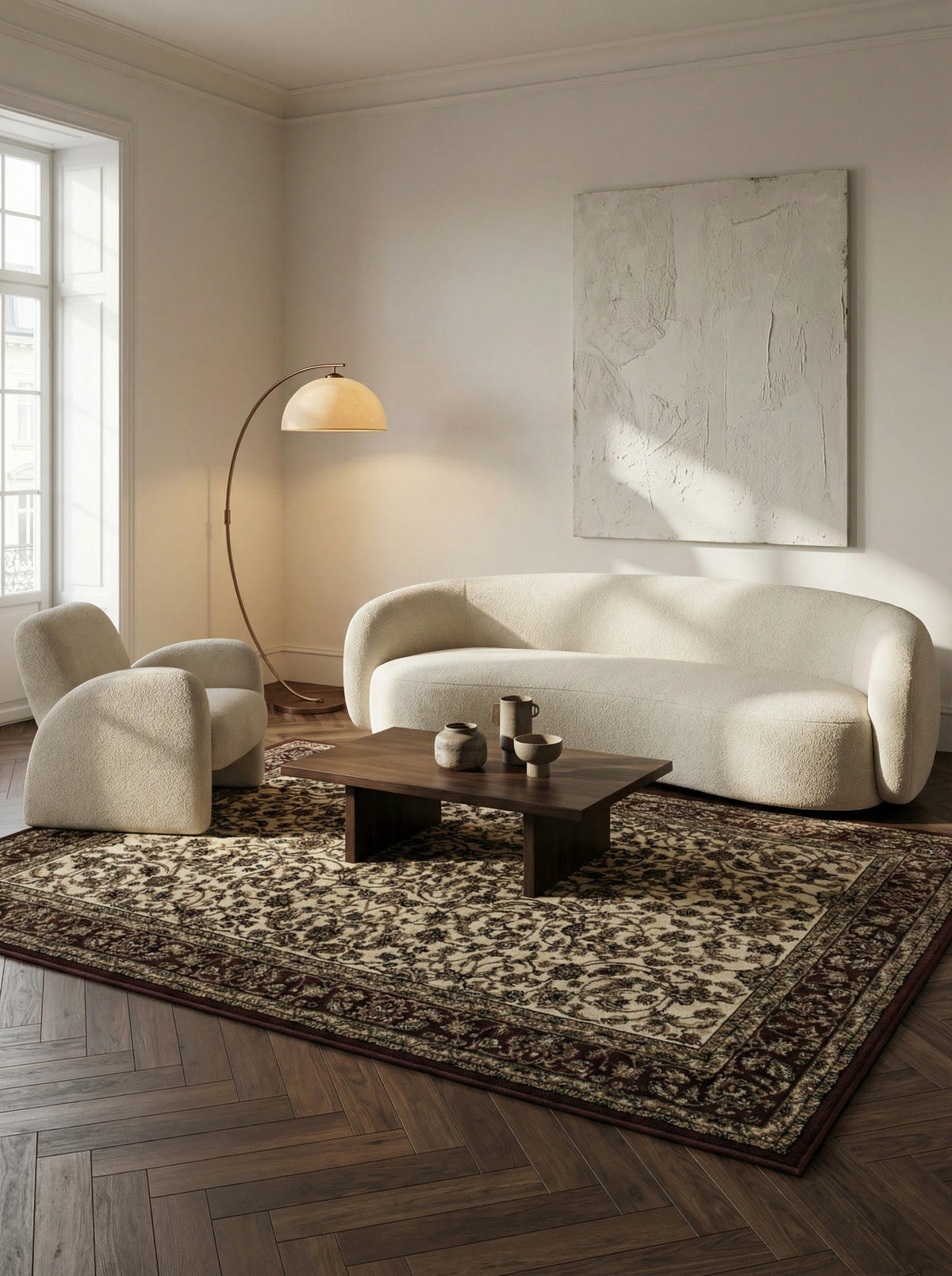 TEPPICH Kurzflor GEISLER in Creme, orientalisch, 240 x 340 cm - Beige, Textil (340/240cm) - KADIMA DESIGN