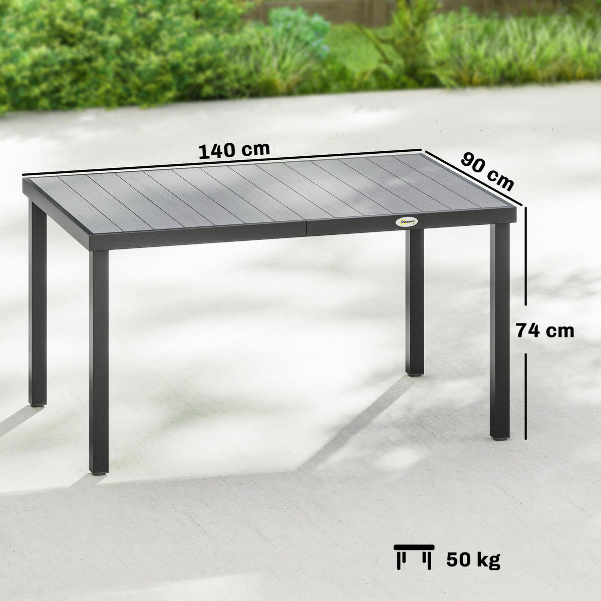GARTENTISCH DE-14185 140x90 cm mit Lattenrost Grau - Grau, Metall (140/90/74cm) - ComfortXL