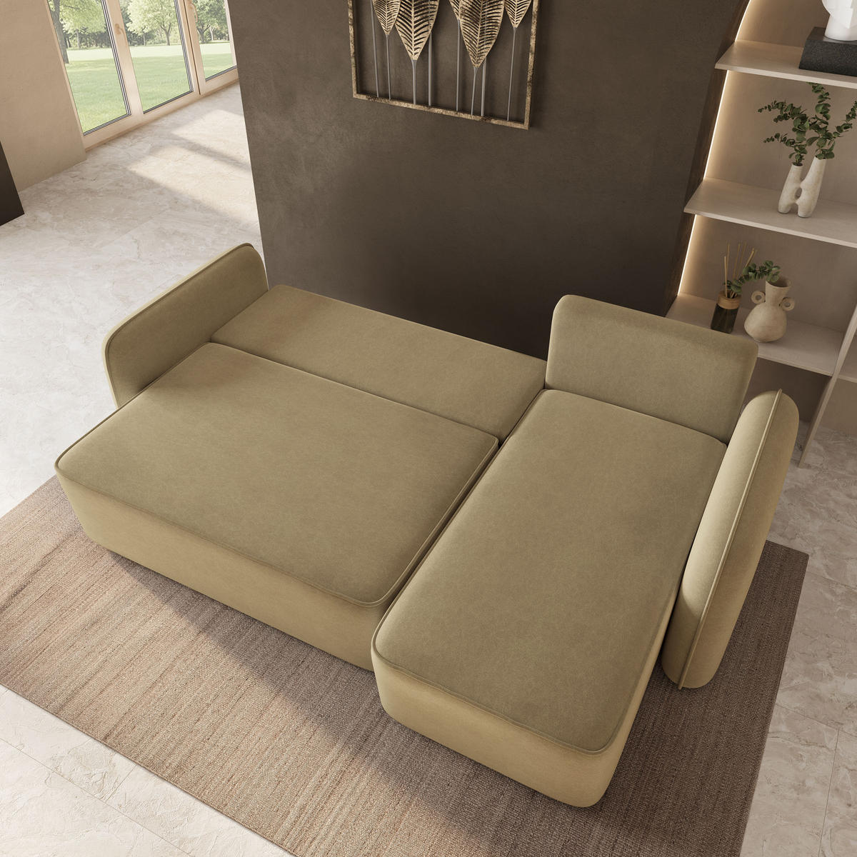 ECKSOFA DOLVER CL Senfgelb Samtstoff mit Schlaffunktion - Currygelb, Holzwerkstoff/Textil (238/156cm) - MASSENO