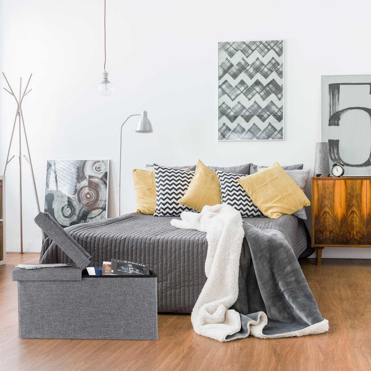 SITZBANK - Braun, Holzwerkstoff/Textil (75.5/38.5/37.5cm) - Relaxdays
