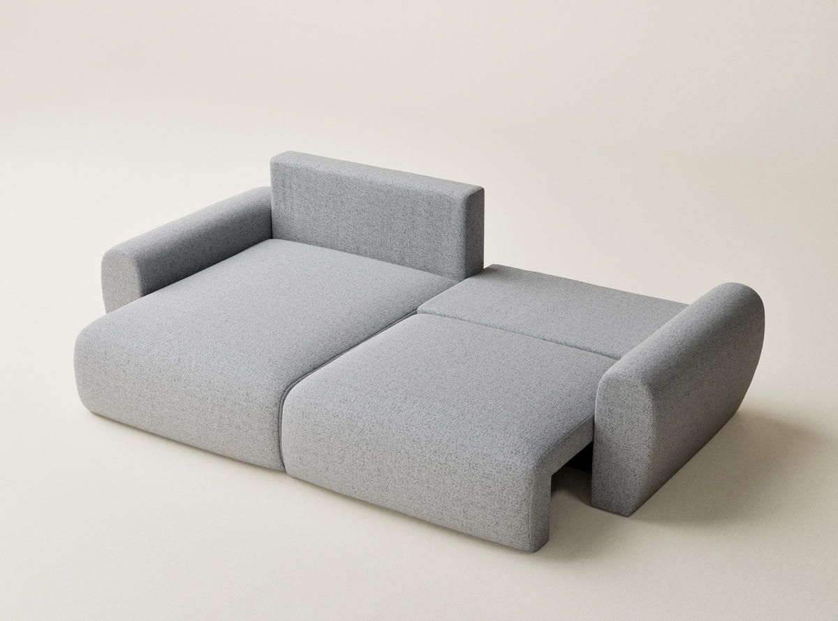 ECKSOFA MIT SCHLAFFUNKTION Numba Hellgrau Webstoff - Hellgrau/Schwarz, Holz/Holzwerkstoff (253/153cm) - Maison de Reve