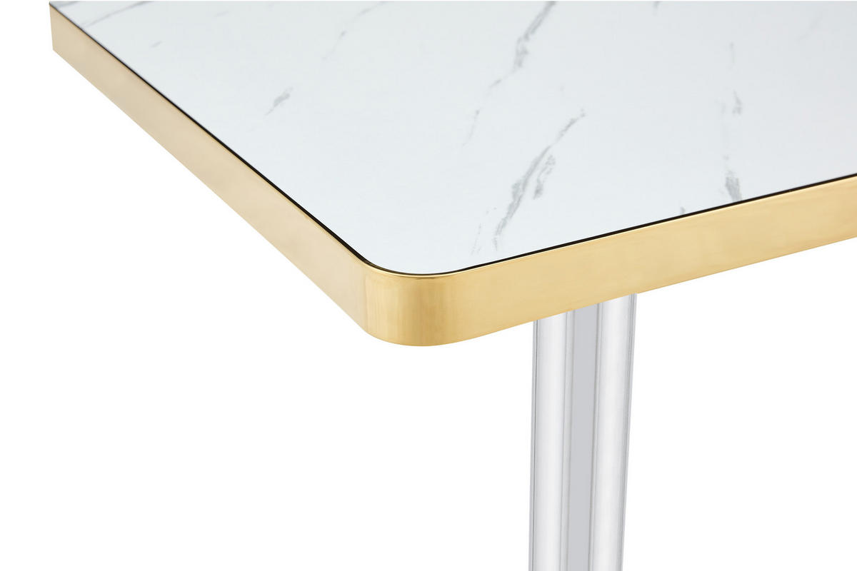 BARTISCH 60/60/74 cm mit Marmor-Optik DE-40028 Weiß - Weiß, Metall (60/60/74cm) - ComfortXL
