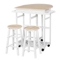 BARTISCH-SET DE-14686 klappbar mit Rollen & 2 Hockern Eiche hell - Beige, Holzwerkstoff (83/74/83cm) - ComfortXL