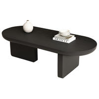 COUCHTISCH 119,7/49,8/35,5 cm Schwarz aus MDF mit ovaler Platte - Schwarz, Holzwerkstoff (49.8/119.7/35.5cm) - OKWISH