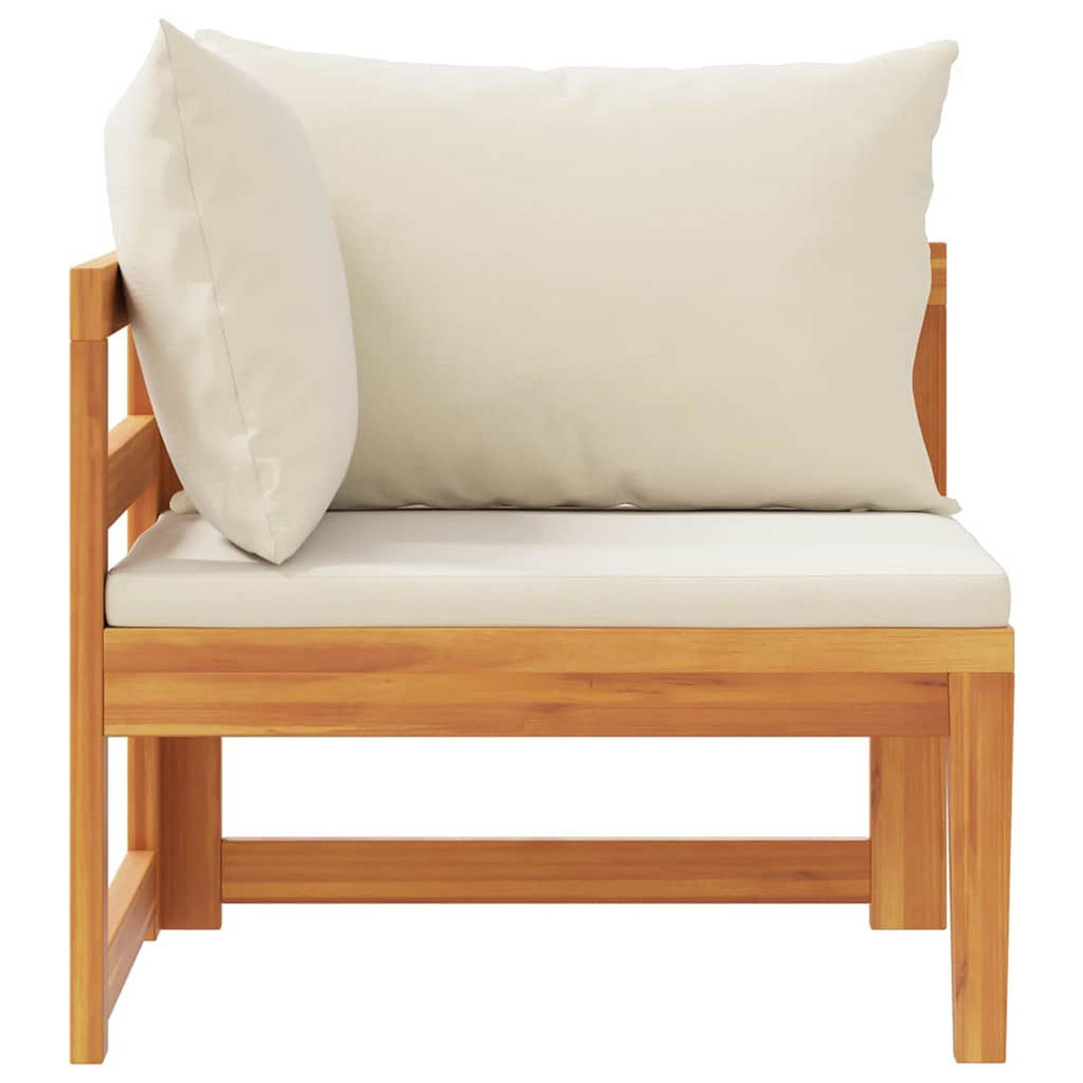 ECKSOFA mit Cremeweißen Kissen, 66/66/60 cm, aus massivem Akazienholz - Creme/Braun, Holz/Textil (66/60/66cm) - vidaXL
