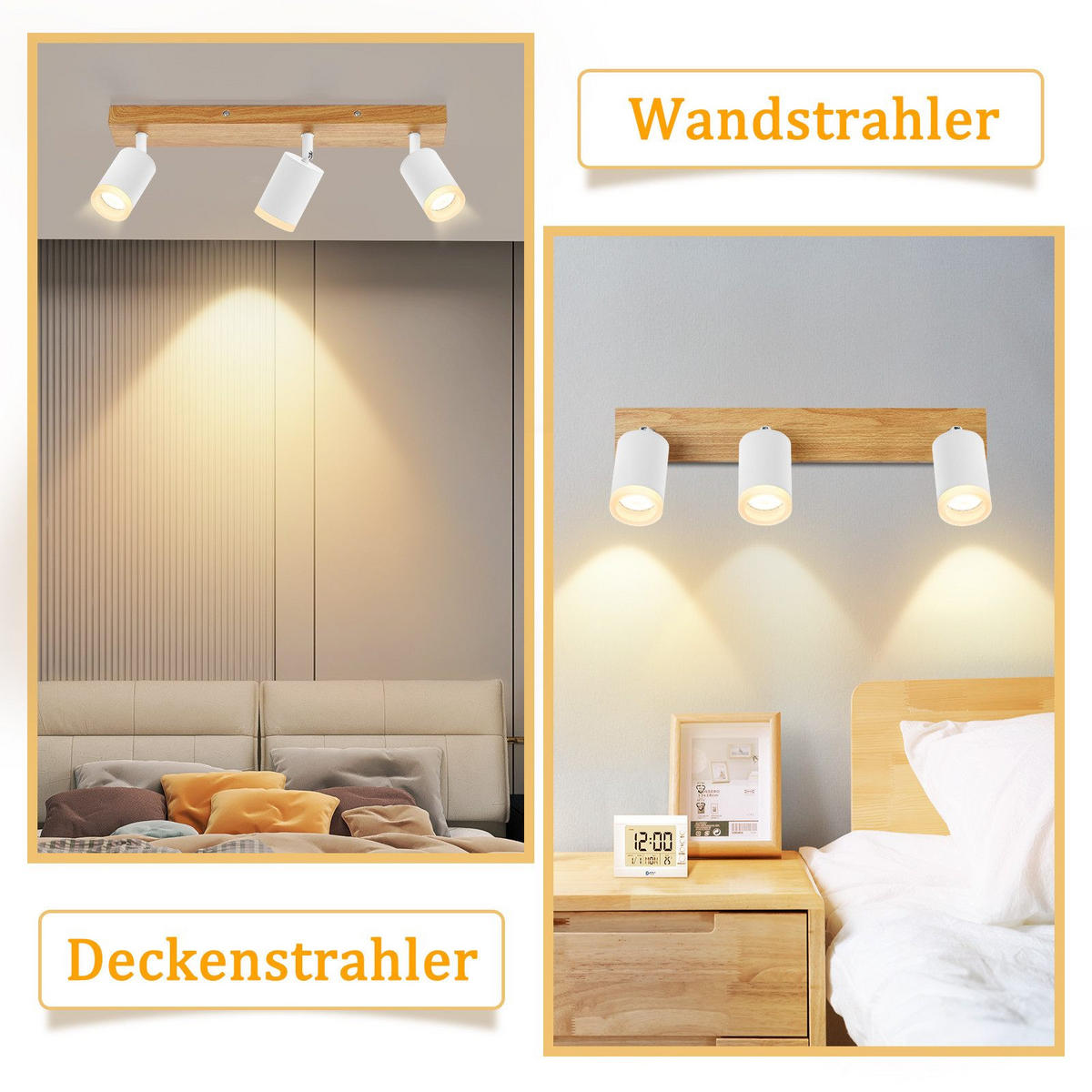 STRAHLER Recklinghausen 3-flammig 41/6/15 cm - Weiß, Holz (41/6/15cm) - Nettlife