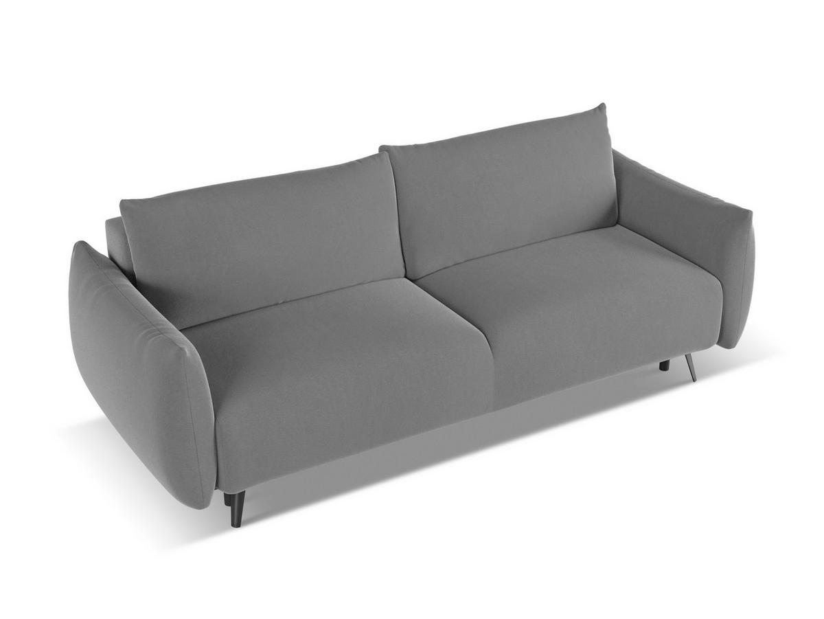 3-SITZER SOFA mit Schlaffunktion Samt Stoff Grau - Schwarz/Grau, Textil/Metall (230/86/105cm) - Makamii