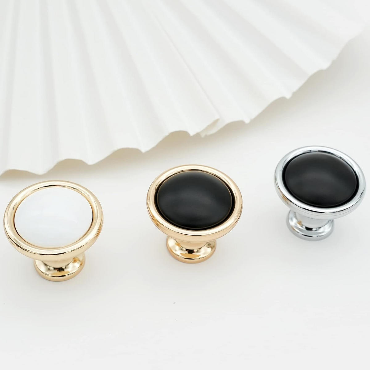 SCHRANKKNOPF Weiß Gold 4er-Set - Weiß, Metall (0.31/2.6/0.31cm)
