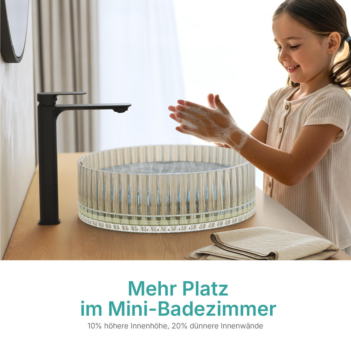 WASCHBECKEN Klarglasspüle Champagner Ø40 / 12 cm - Champagner, Glas (40/12/40cm) - EMKE