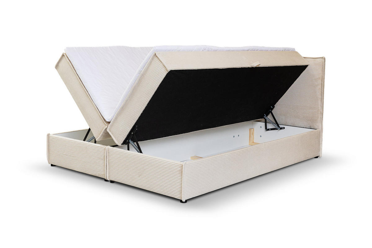 BOXBETT GLORIA mit Bettkästen H2/H3 Matratze 180 x 200 cm - Grau, Holzwerkstoff (180/200cm) - VENASI MÖBEL