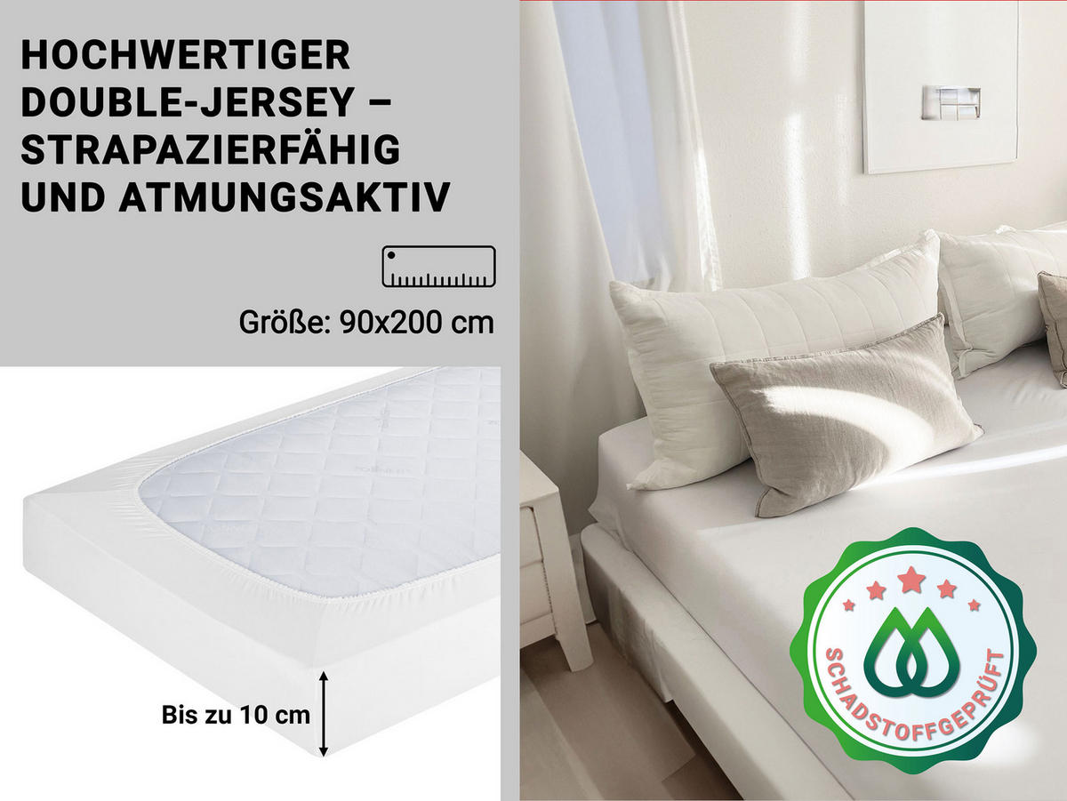 SPANNBETTLAKEN, 90x200 cm, 100% Baumwolle, Weiß - Weiß, Textil (90/200cm) - Zollner