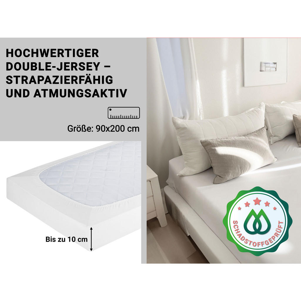 Thumbnail - Zollner Spannbettlaken,, Weiß, Textil, 90x200 cm, Oeko-Tex® Standard 100, Schlaftextilien, Bettwäsche, Bettlaken