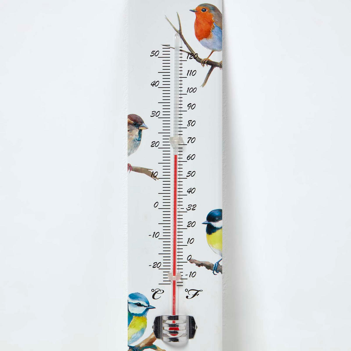 INNEN- & Außenthermometer weiß mit Vogelmotiv - Weiß, Metall (6.3/29.5/29.5cm) - Homescapes