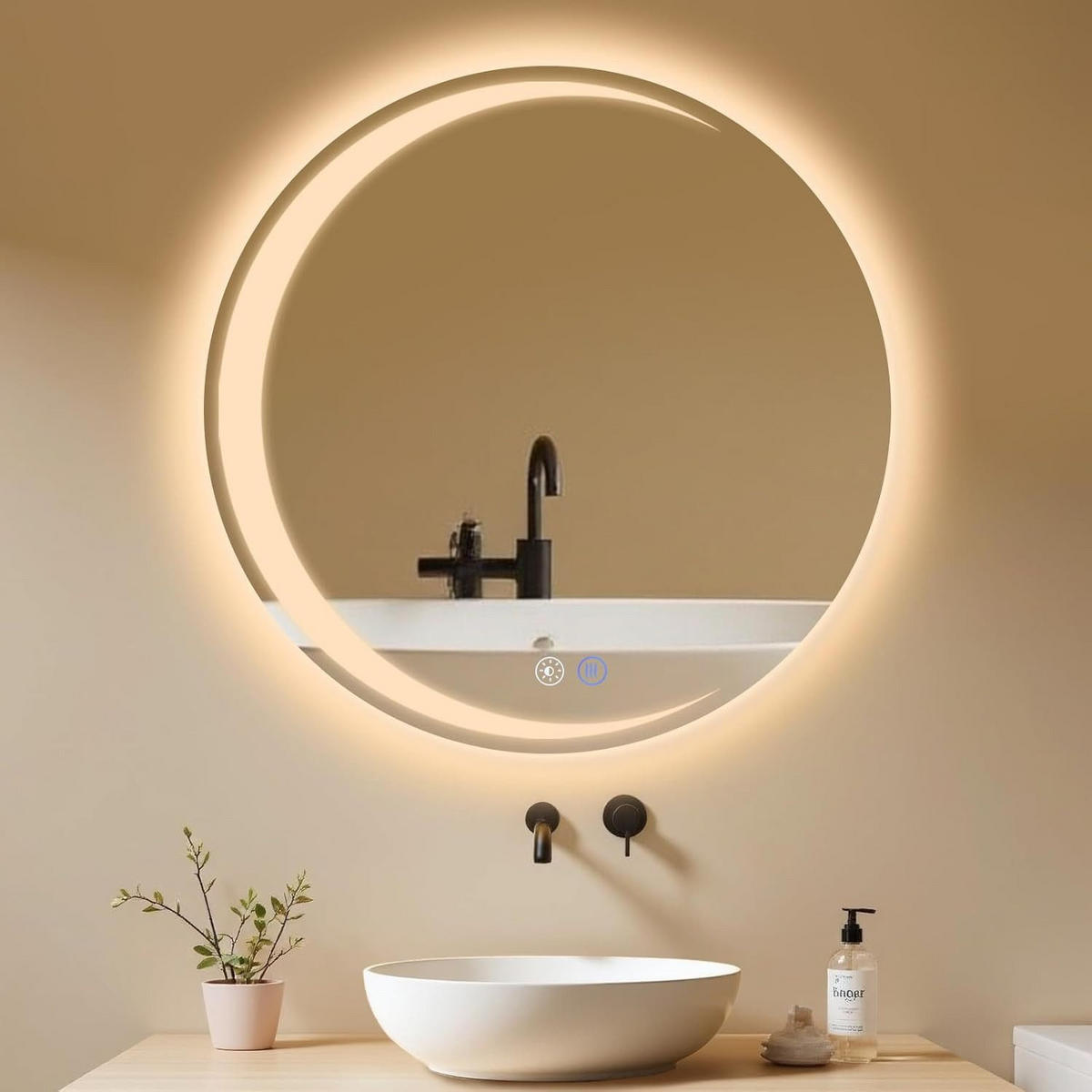 BADSPIEGEL Modern Linas 80/80/2.4 cm - Silberfarben, Metall (80/2.4/80cm) - ZMH