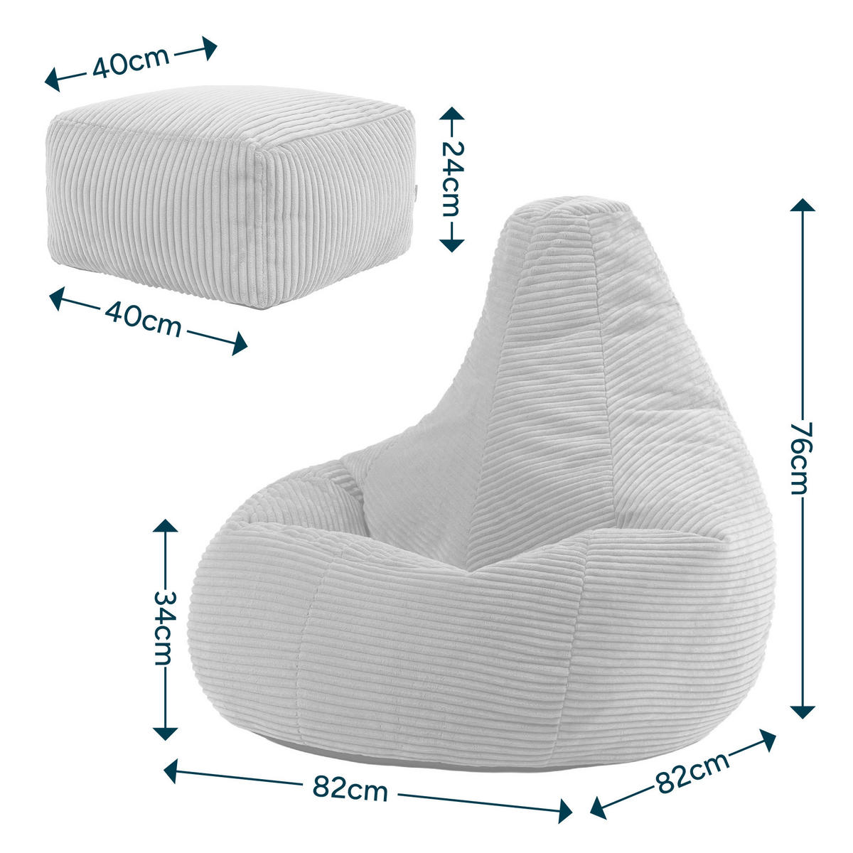 SITZSACK Dalton mit Hocker - Pink, Textil (82/76/82cm) - icon