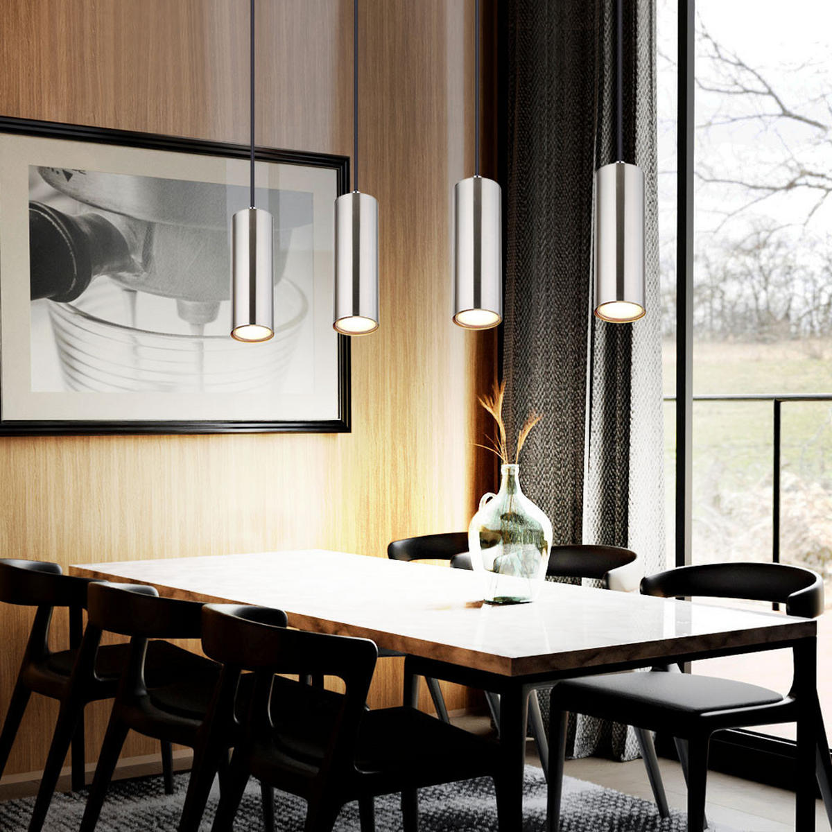 LED HÄNGELEUCHTE Metall Silber 4-flammig - Silberfarben, Metall (65/6/120cm)