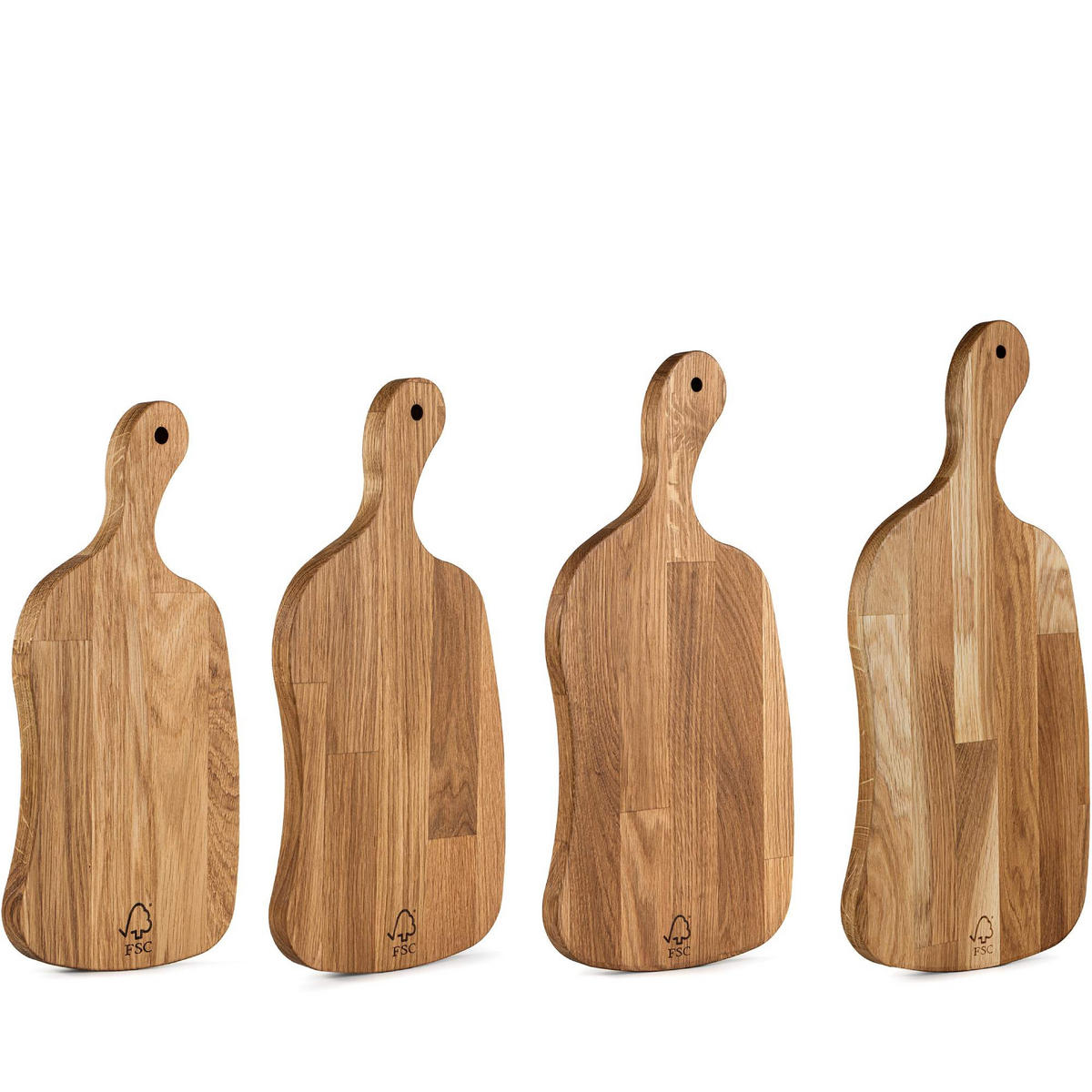 SCHNEIDEBRETT Holz Eiche geölt LIVO 4-tlg - Eichefarben, Holz (23/49cm) - KONSIMO®