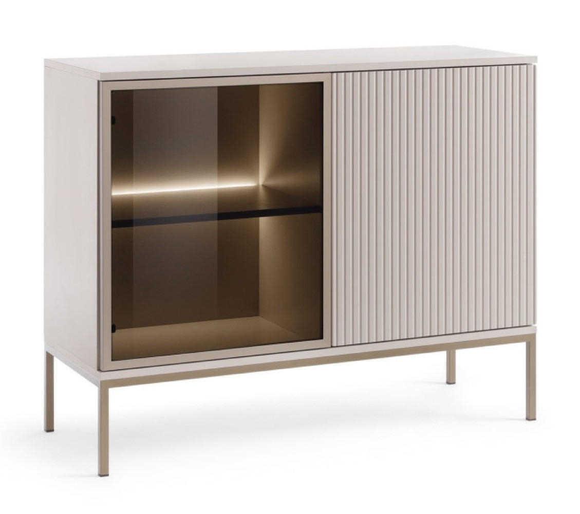 KOMMODE Kaschmir SANTI Mit Lamellen K104 - Beige, Holzwerkstoff (104/83/39cm) - Sepro Meble