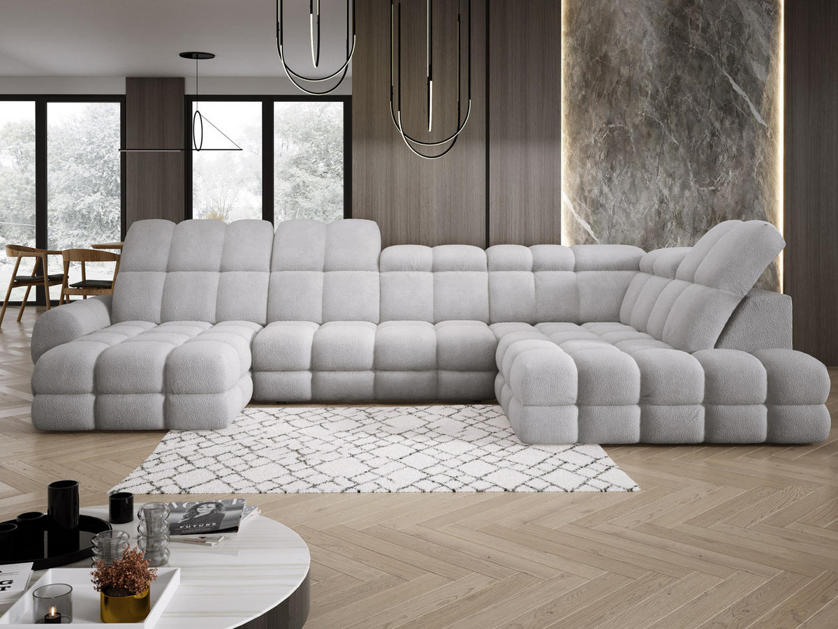 ECKSOFA TOLLO Anthology-stoff U-form 400x217x105 cm grau - Silbereichenfarben, Holz/Textil (217/400cm) - DomoHome