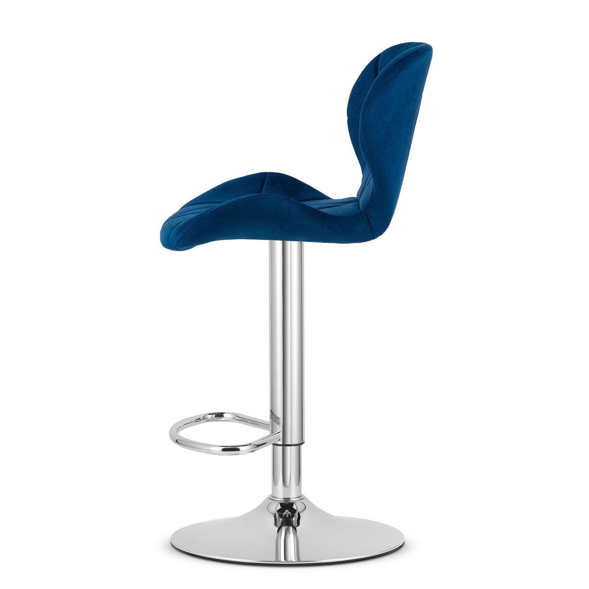 BARHOCKER WEST marineblauer Sitz, Chrombasis - Dunkelblau, Textil (46/111/48.5cm) - Valora