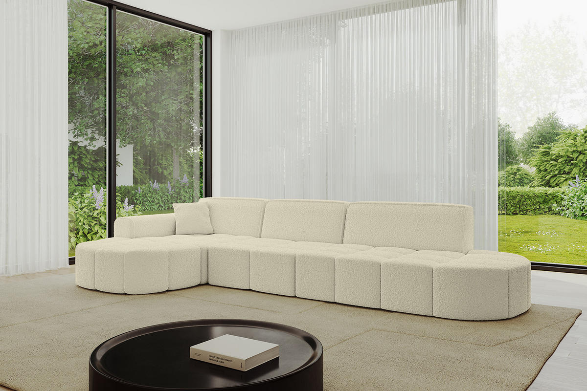 ECKSOFA Ottomane Links LIVO-L2 - 337x173x79,5 cm Beige - Beige, Holzwerkstoff/Textil (337/173cm) - ALTDECOR