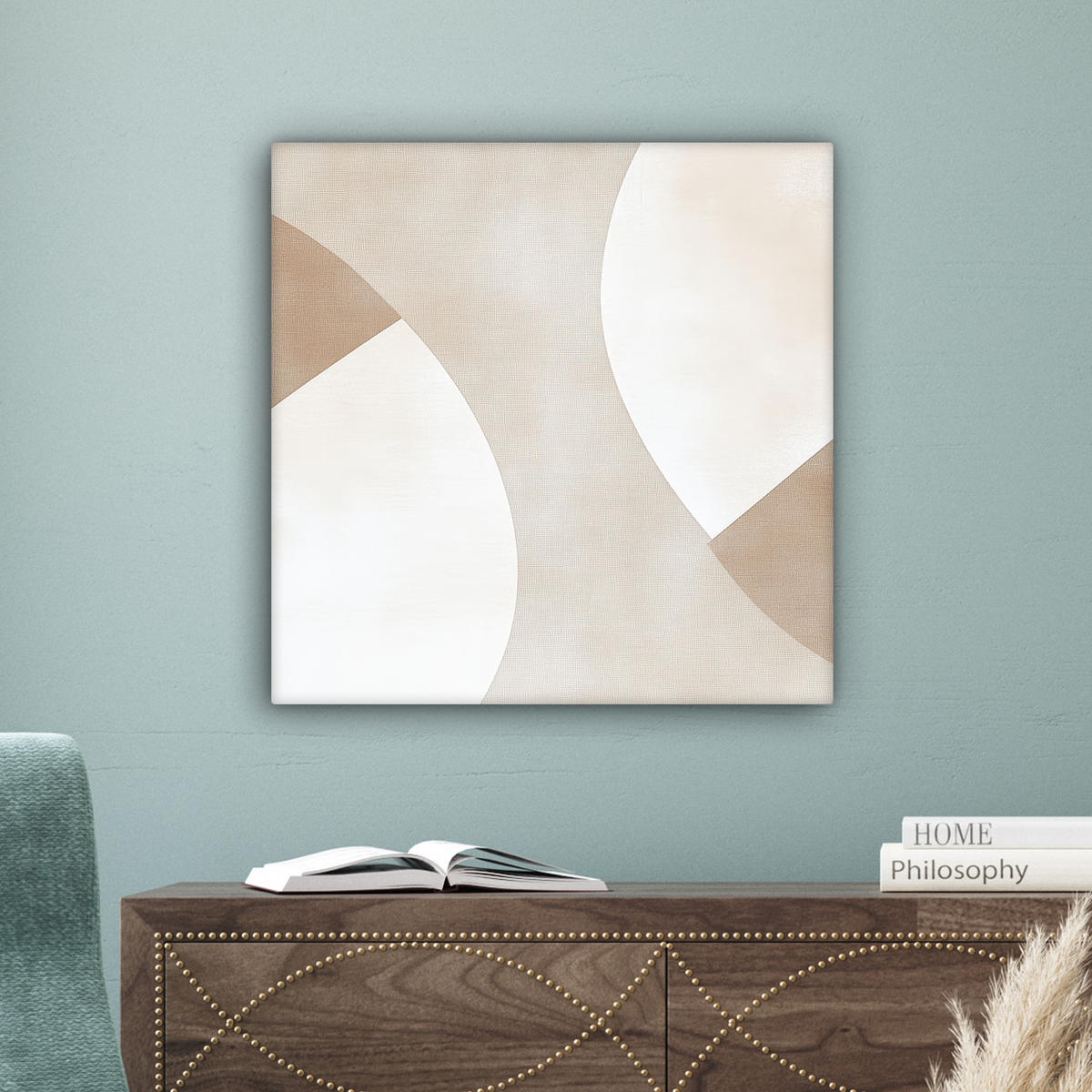 LEINWANDBILD Braun - Japandi - Abstrakt 50x50 cm - Sandfarben, Textil (50/50cm) - MuchoWow