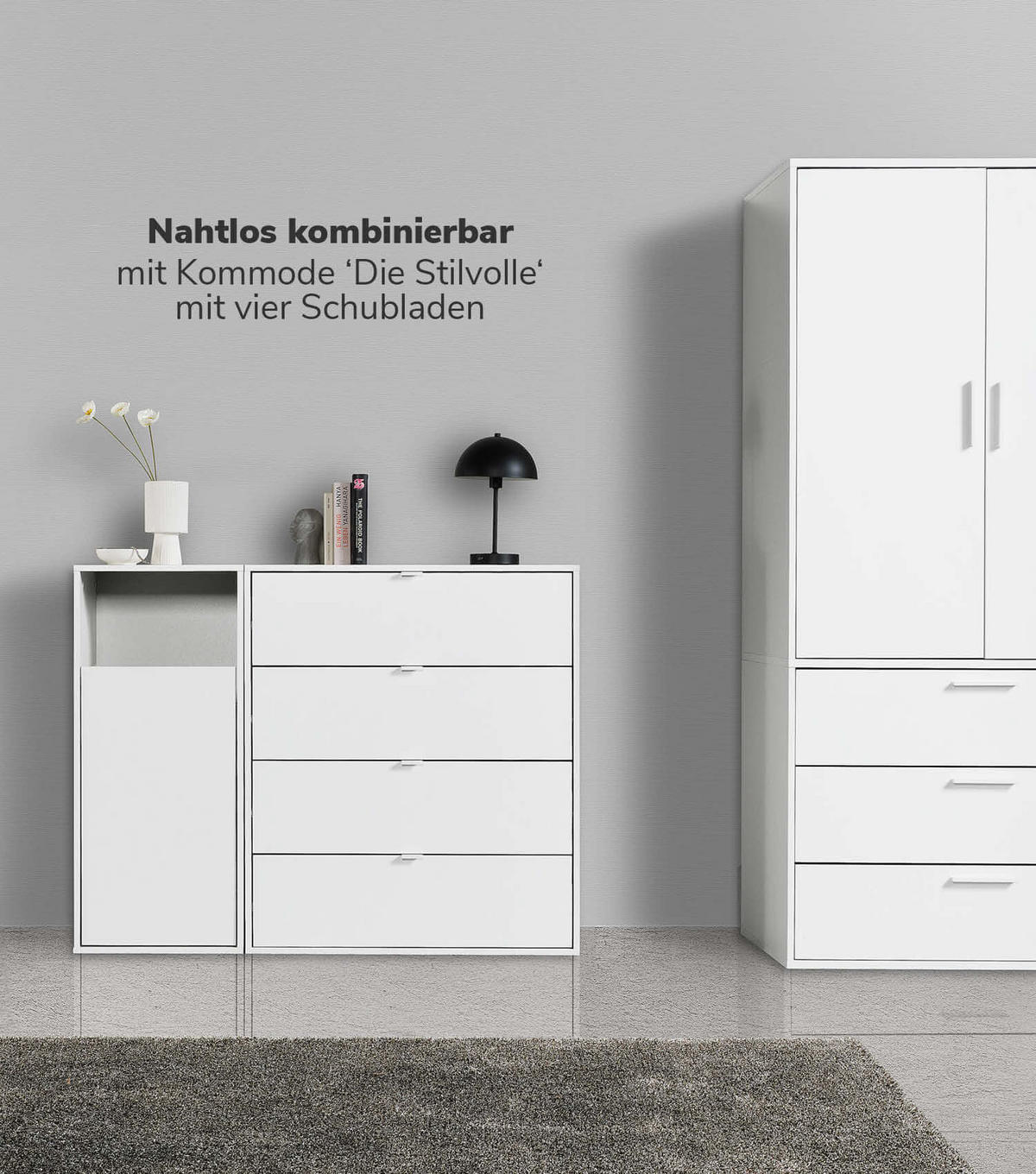 WÄSCHESCHRANK Der Wäschehüter - Weiß, Holzwerkstoff (41/95/40cm) - Mokebo