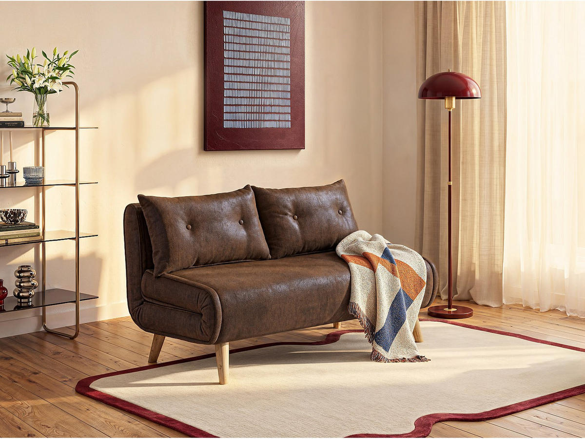 SCHLAFSOFA - 2 Personen - stoff - braun Valerio - Braun, Holz/Textil (120/74/74cm) - Vente-Unique