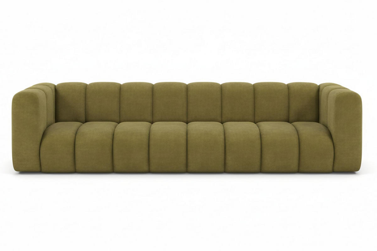 COUCH, Viersitzer-Sofa Grand, Veloursstoff Salvador, Olive - Olivgrün, Holz (290/70/93cm) - Kaiser Möbel