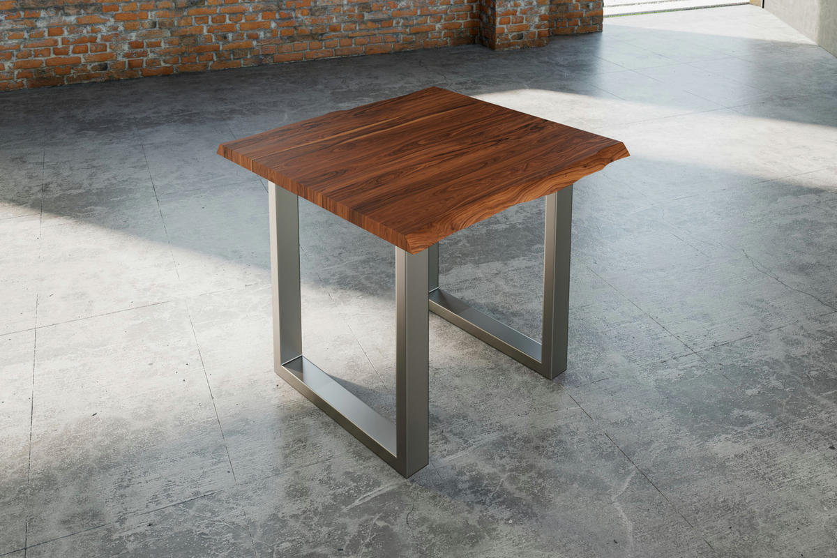 ESSTISCH LAUREN - Silberfarben/Nussbaumfarben, Holz/Metall (90/90/77cm) - SAM
