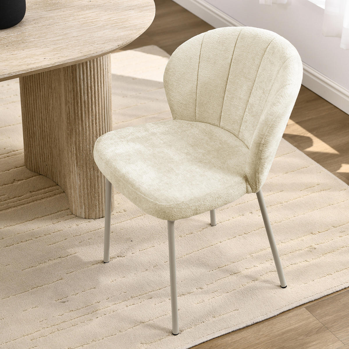 HOME24 Polsterstuhl FIOLAA 2er-Set - Creme, Textil/Metall (55/79/59cm) - home24