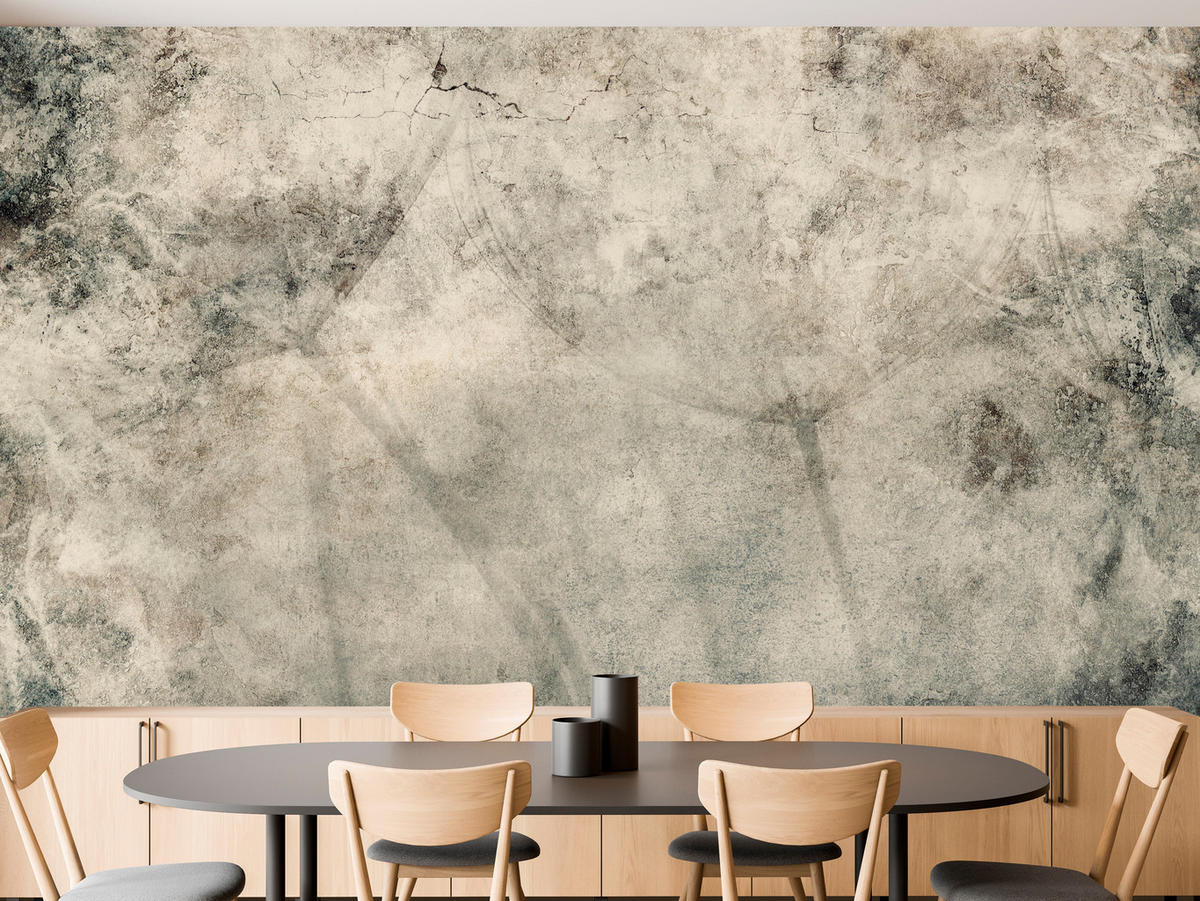 FOTOTAPETE für Wohnzimmer Löwenzahnsamen Beton Abstraktion Retro 250x175 - Beige/Braun, Papier (250/175cm) - Muralo