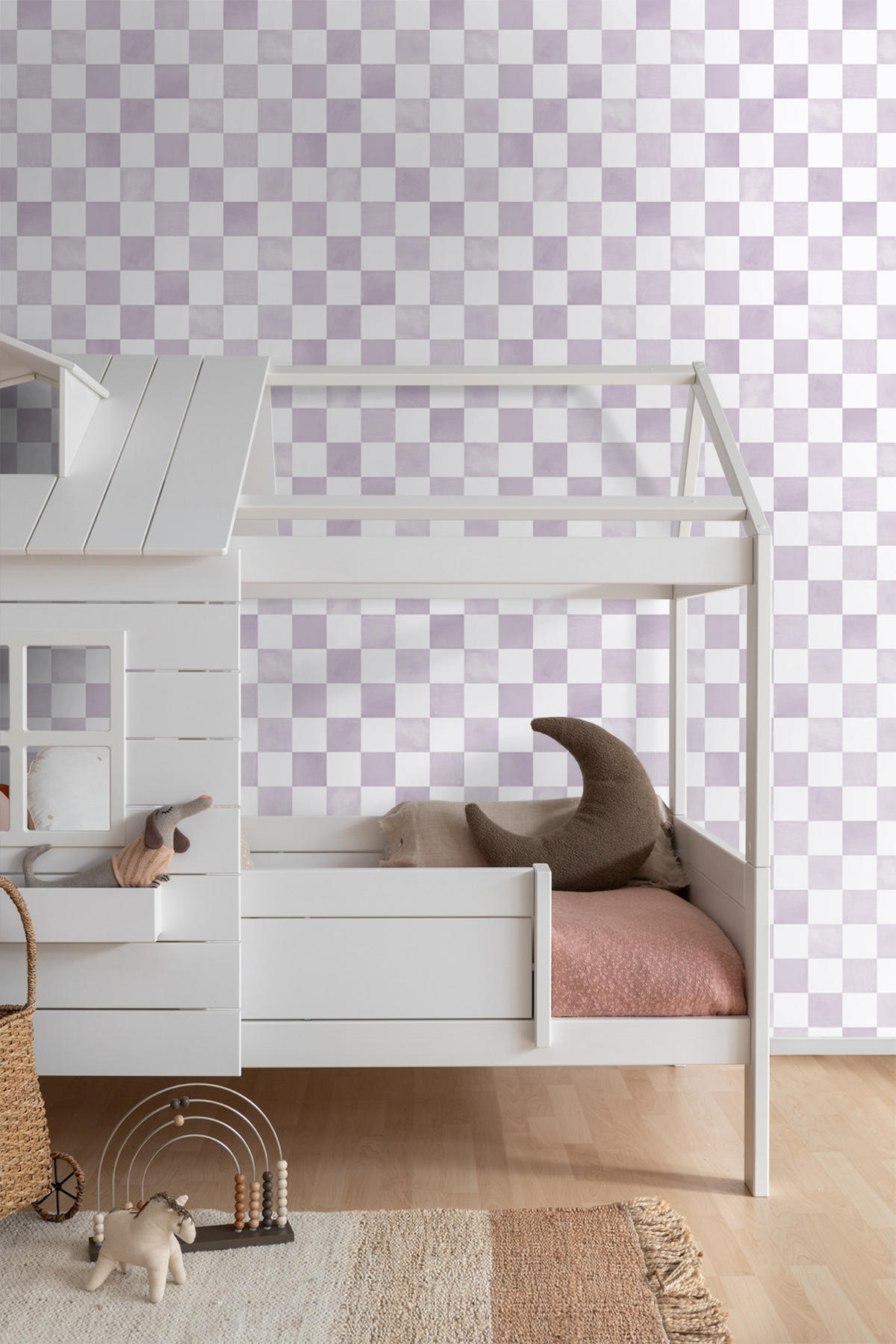 TAPETE Karomuster 53 cm x 10.05 m - Lila, Papier (53/1000cm) - ESTAhome