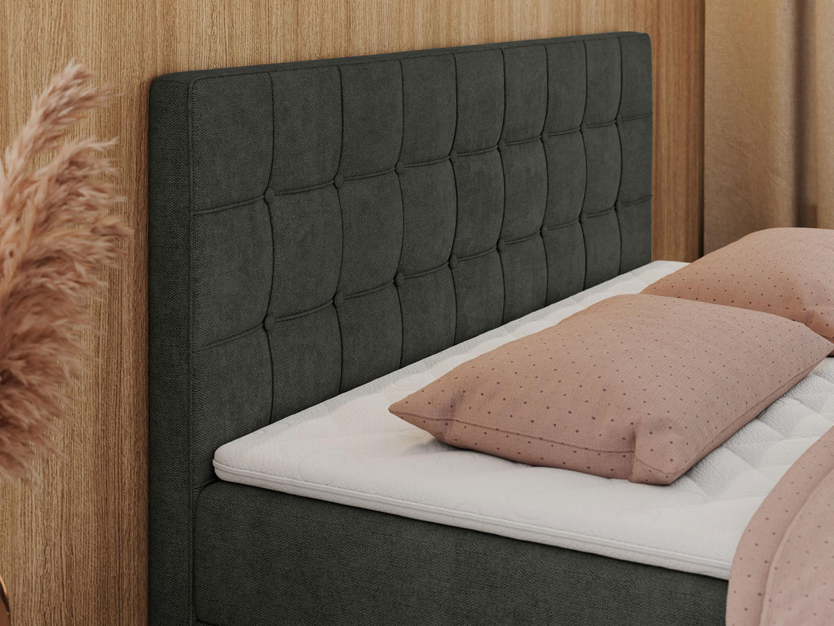 BOXBETT CARMEN 160/200 Dunkelgrau Struktur - H4 - Dunkelgrau, Holz/Textil (160/200cm) - MKS