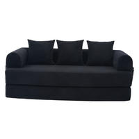 SOFA 200/94/67 cm in Schwarz aus Cord mit modularer Funktion und 3 Kissen - Schwarz, Textil (94/67/200cm) - Flora Grace