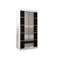 SCHWEBETÜRENSCHRANK 200/100/62 2-türig - Silberfarben/Schwarz, Holz/Kunststoff (100/200/62cm) - Abiks Möbel