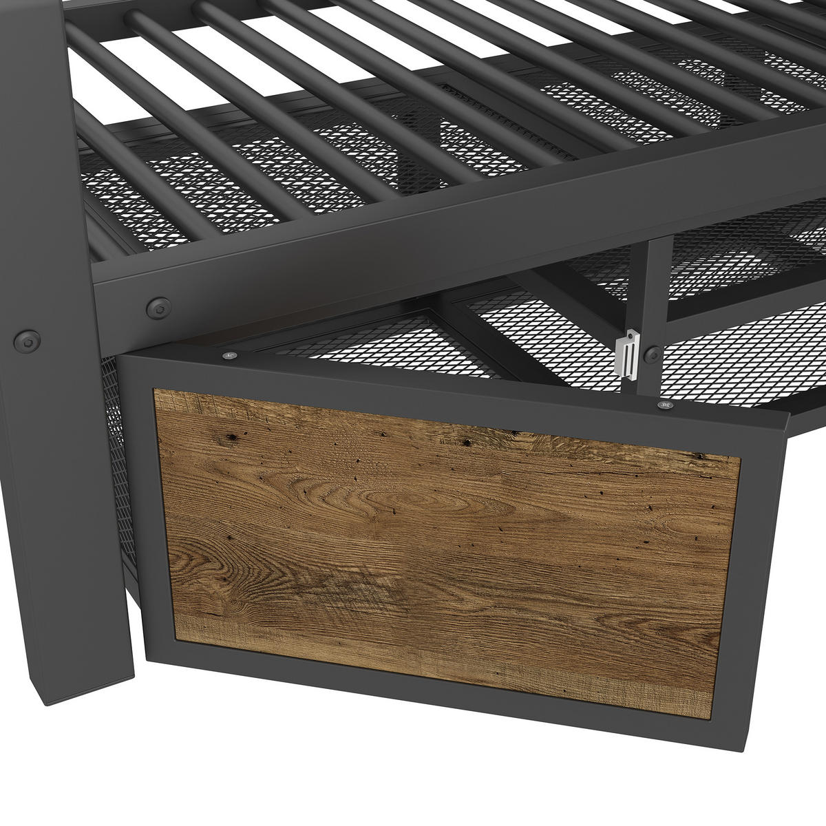 ETAGENBETT 90x200cm + 140x200cm Schwarz Kinderbett Schuhschrank EN747 - Schwarz, Metall (140/200cm) - FLIEKS