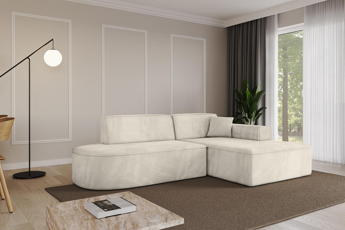 ECKSOFA Ottomane Rechts IREA-L1-v3 - 234x171x79 cm Dunkelgrau - Ecru, Holzwerkstoff/Textil (171/234cm) - ALTDECOR