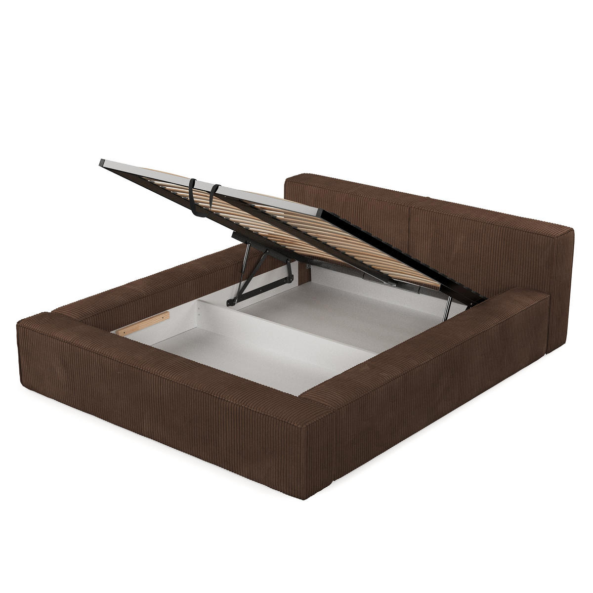 POLSTERBETT Casto mit Stauraum 180/200 cm Braun im Poso Stoff - Schwarz/Naturfarben, Holz/Holzwerkstoff (180/200cm) - AltaBeds