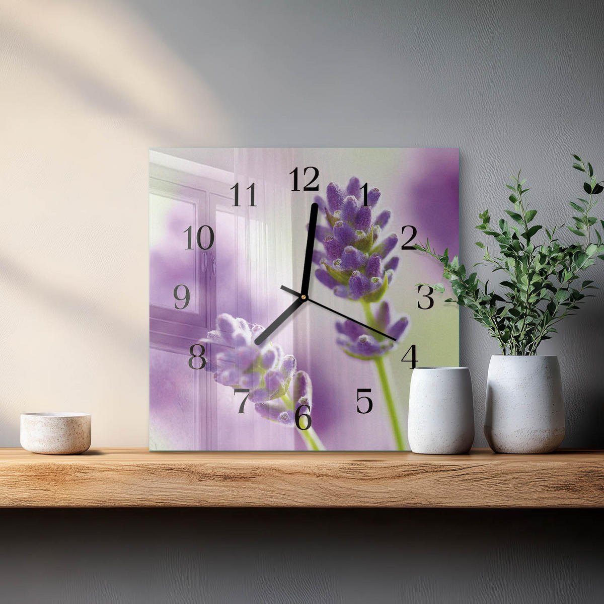 WANDUHR 30x30 cm - Lavendel - Lila, Glas (30/30/0.4cm) - TULUP