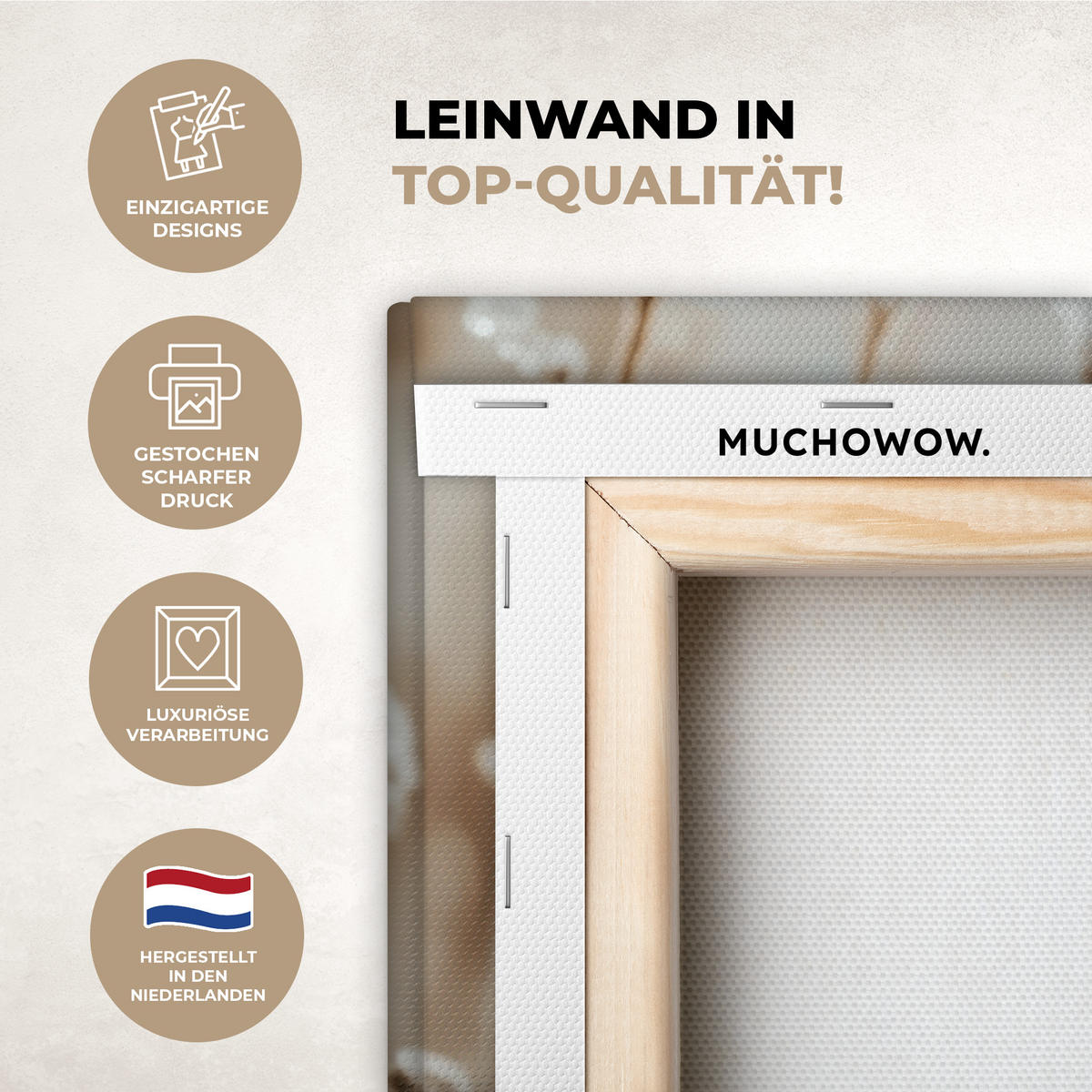 LEINWANDBILD Blumen - Winter - Weiß - Schnee - Beige 30x40 cm - Creme, Textil (30/40cm) - MuchoWow