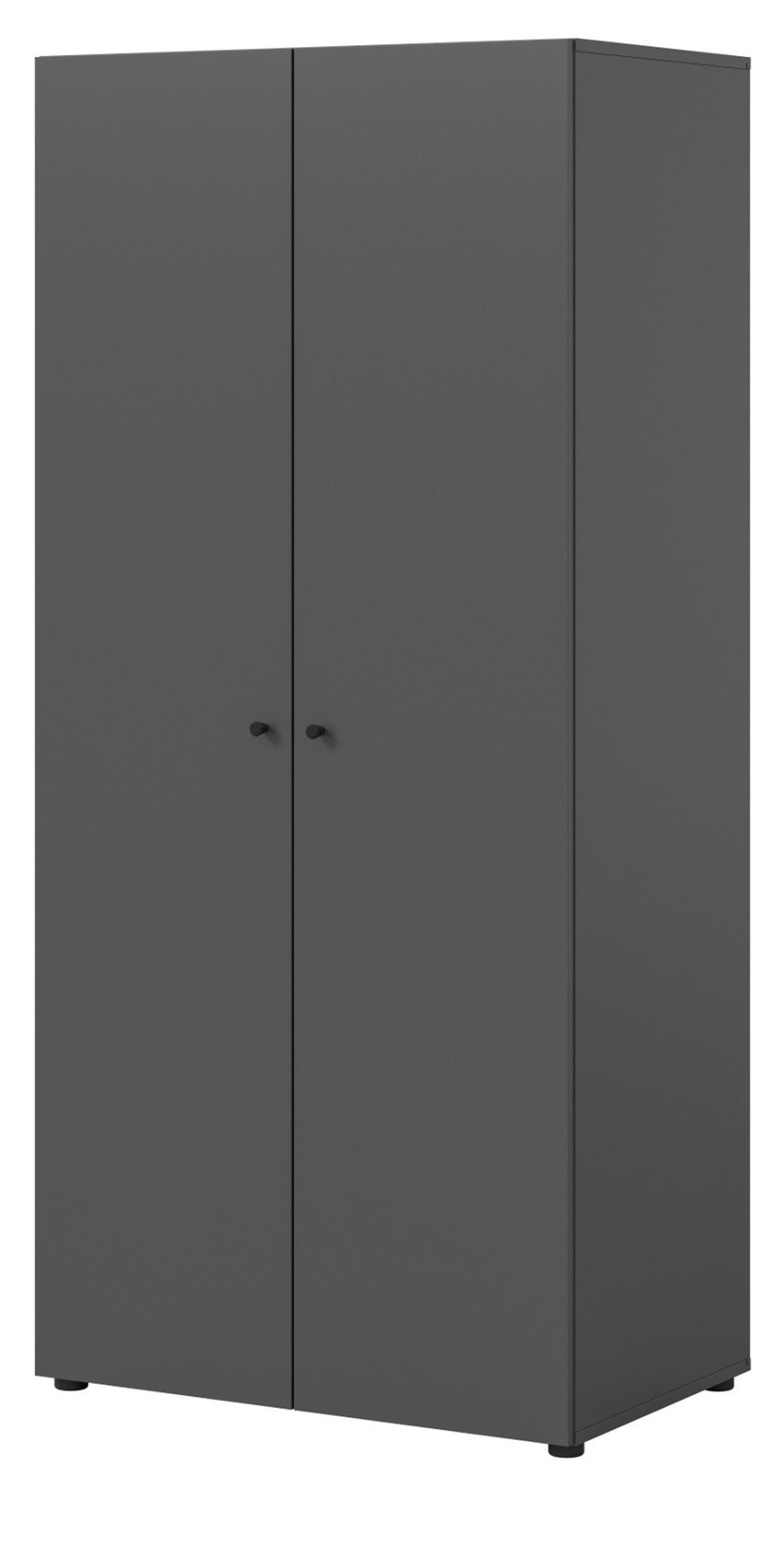 KLEIDERSCHRANK grau 2-türig 80 cm, Drehtürenschrank mit zusätzlichen Einlegeböden - Schwarz/Grau, Holzwerkstoff/Kunststoff (80/176/51cm) - Inn.Furn