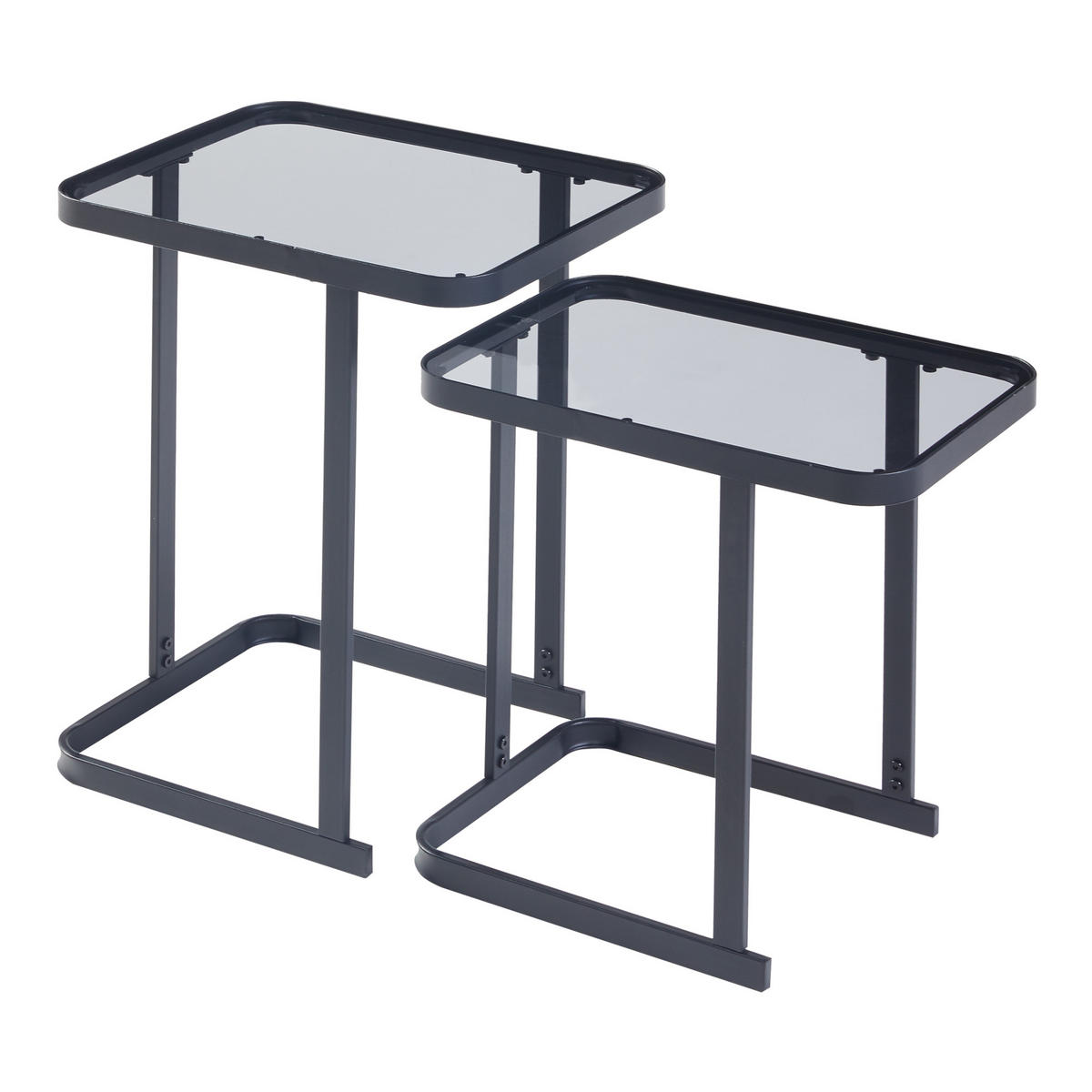 SATZTISCH Laxå - Transparent/Schwarz, Glas/Metall (41/32/51cm) - [en.casa]
