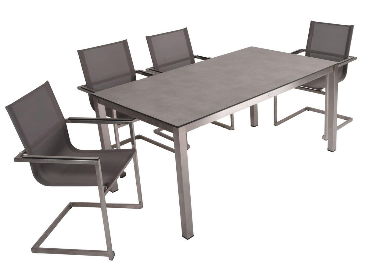 GARTEN-SITZGRUPPE Dieter 5-teilig Gartenmöbel-Set - Grau, Kunststoff - DELUKE