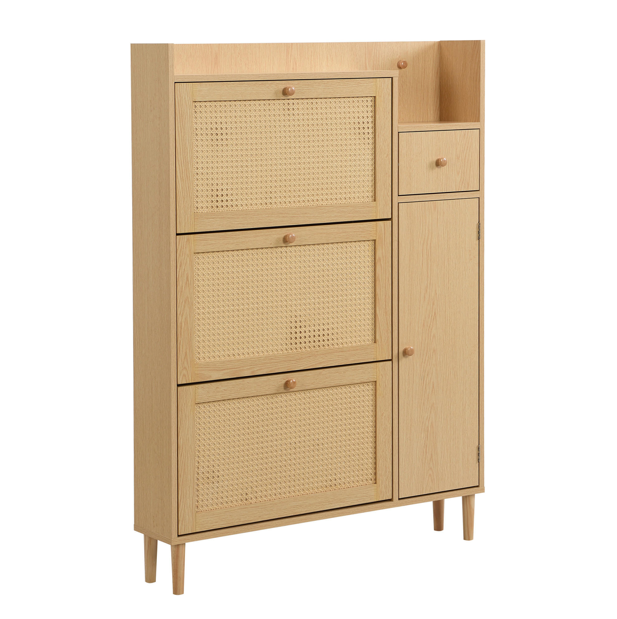 Modfu BOTNÍK z MDF 90x125x17 cm přírodní se 3 výklopnými dvířky, zásuvkou a nastavitelnými policemi