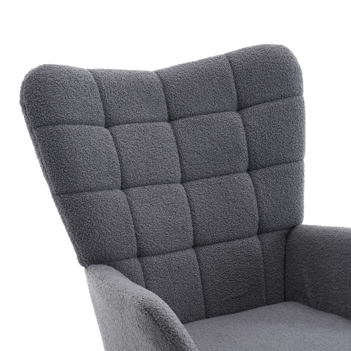 SCHAUKELSTUHL wohnzimmer mit Fußstütze und verdicktem Sitzkissen ,Bodenschutzleiste, grau - Grau, Holzwerkstoff/Textil (68/91/88cm) - STILVORA